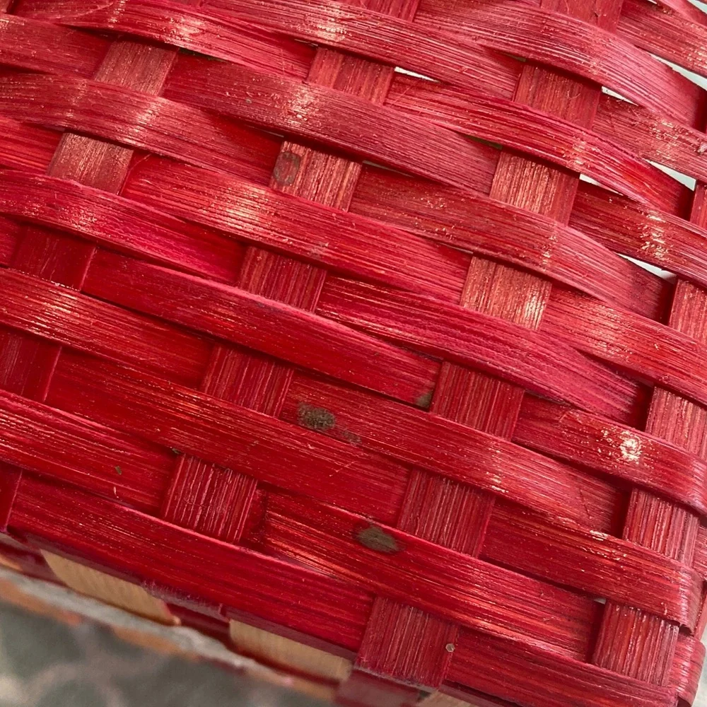 Basket Everything Brand Wicker Heart Painted Small Red Basket with Handles